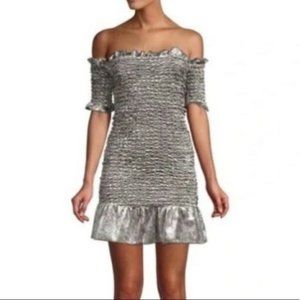 Petersyn X Revolve Mini Dress Benson Win Dress Metallic Velvet Silver S